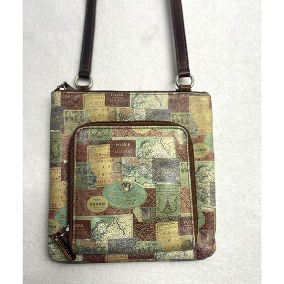 Fossil Vos Photos De London Travel Theme Leather Crossbody Bag Steampunk Purse - Picture 1 of 14